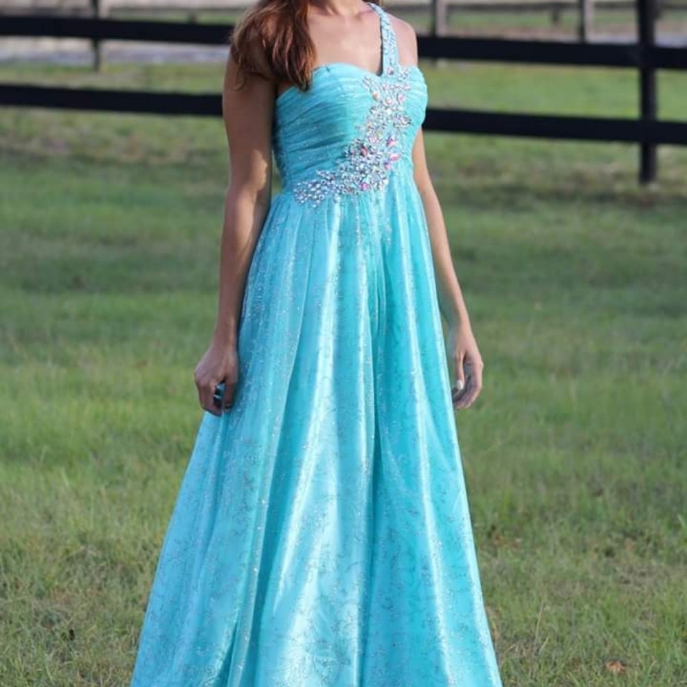 SOLD Masquerade Aqua Dress
